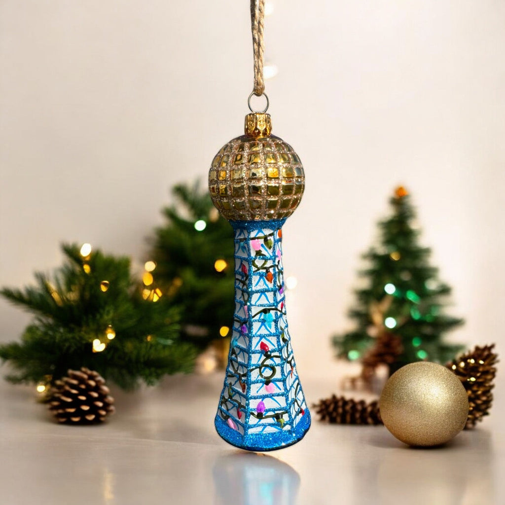 Blue Sunsphere in Holiday Lights ornament